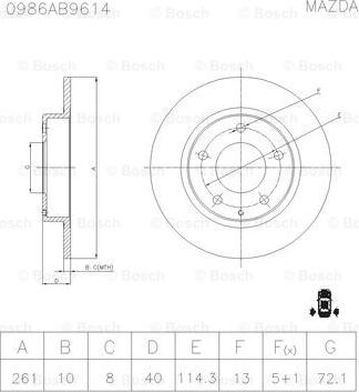 BOSCH 0 986 AB9 614 - Гальмівний диск autozip.com.ua