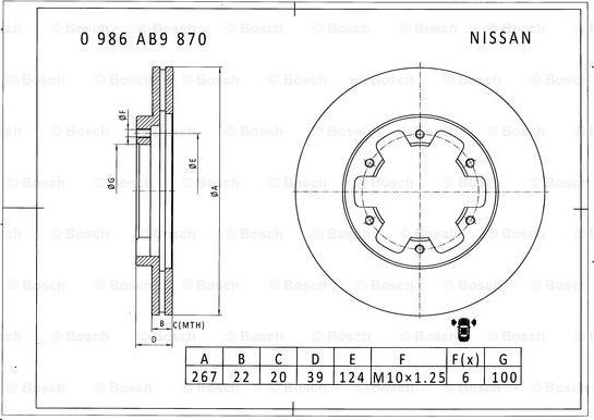 BOSCH 0 986 AB9 870 - Гальмівний диск autozip.com.ua