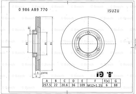 BOSCH 0 986 AB9 770 - Гальмівний диск autozip.com.ua