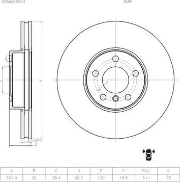 BOSCH 0 986 AB5 903 - Гальмівний диск autozip.com.ua