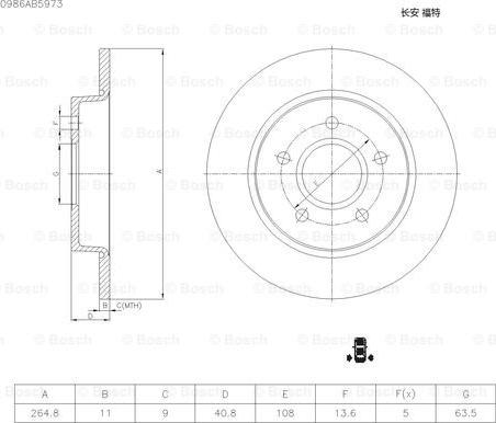 BOSCH 0 986 AB5 973 - Гальмівний диск autozip.com.ua