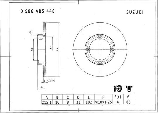 BOSCH 0 986 AB5 448 - Гальмівний диск autozip.com.ua