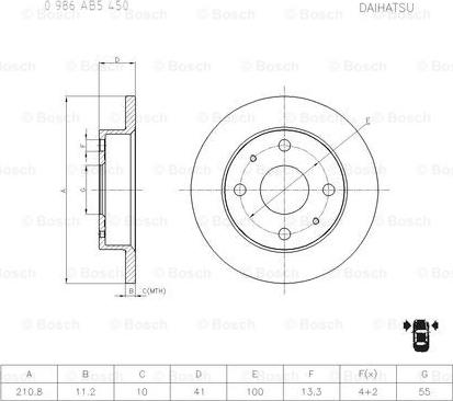 BOSCH 0 986 AB5 450 - Гальмівний диск autozip.com.ua