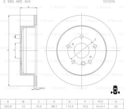 BOSCH 0 986 AB5 404 - Гальмівний диск autozip.com.ua