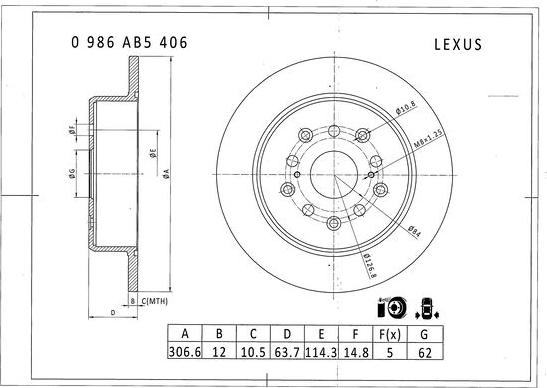 BOSCH 0 986 AB5 406 - Гальмівний диск autozip.com.ua