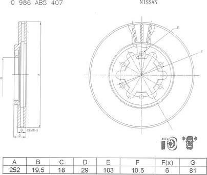 BOSCH 0 986 AB5 407 - Гальмівний диск autozip.com.ua