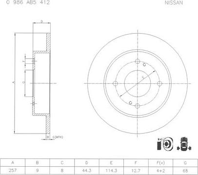 BOSCH 0 986 AB5 412 - Гальмівний диск autozip.com.ua