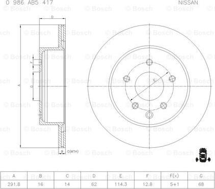 BOSCH 0 986 AB5 417 - Гальмівний диск autozip.com.ua