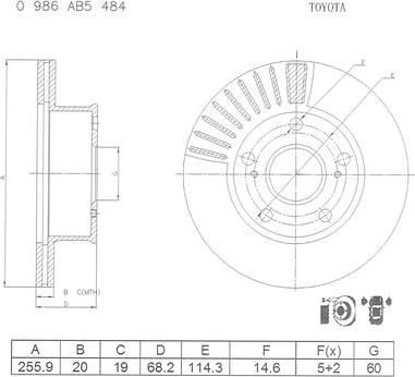 BOSCH 0 986 AB5 484 - Гальмівний диск autozip.com.ua