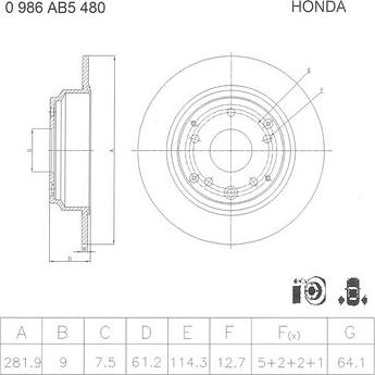 BOSCH 0 986 AB5 480 - Гальмівний диск autozip.com.ua