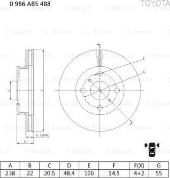 BOSCH 0 986 AB5 488 - Гальмівний диск autozip.com.ua