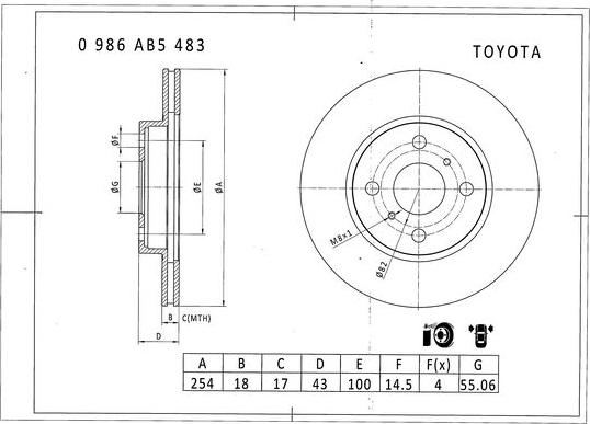 BOSCH 0 986 AB5 483 - Гальмівний диск autozip.com.ua