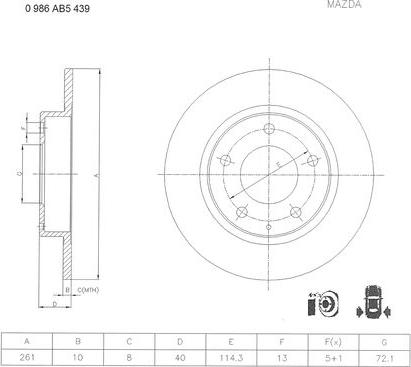 BOSCH 0 986 AB5 439 - Гальмівний диск autozip.com.ua