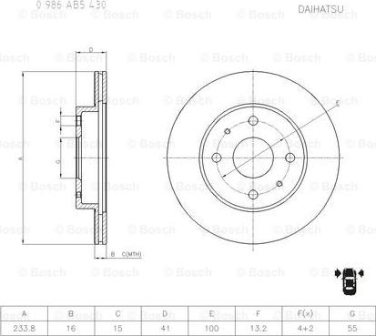 BOSCH 0 986 AB5 430 - Гальмівний диск autozip.com.ua