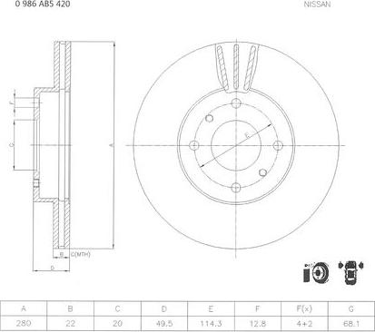 BOSCH 0 986 AB5 420 - Гальмівний диск autozip.com.ua