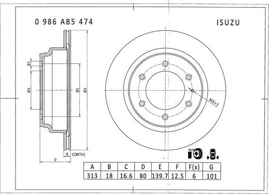 BOSCH 0 986 AB5 474 - Гальмівний диск autozip.com.ua