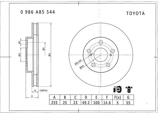 BOSCH 0 986 AB5 544 - Гальмівний диск autozip.com.ua