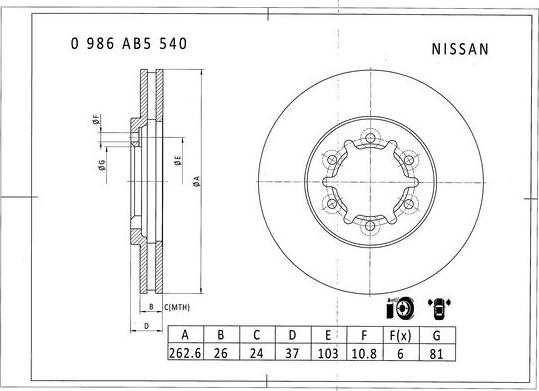 BOSCH 0 986 AB5 540 - Гальмівний диск autozip.com.ua