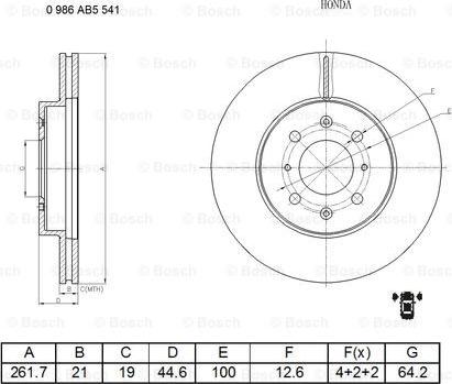 BOSCH 0 986 AB5 541 - Гальмівний диск autozip.com.ua