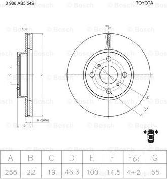 BOSCH 0 986 AB5 542 - Гальмівний диск autozip.com.ua