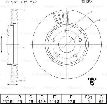 BOSCH 0 986 AB5 547 - Гальмівний диск autozip.com.ua