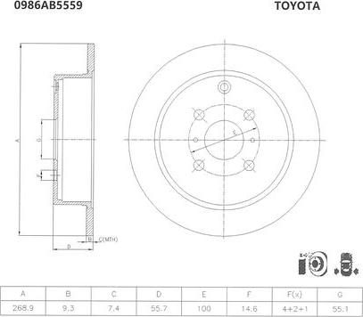 BOSCH 0 986 AB5 559 - Гальмівний диск autozip.com.ua