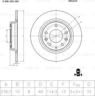 BOSCH 0 986 AB5 565 - Гальмівний диск autozip.com.ua