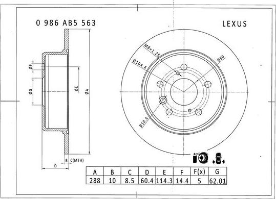 BOSCH 0 986 AB5 563 - Гальмівний диск autozip.com.ua