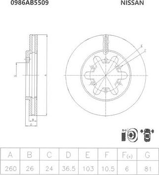 BOSCH 0 986 AB5 509 - Гальмівний диск autozip.com.ua