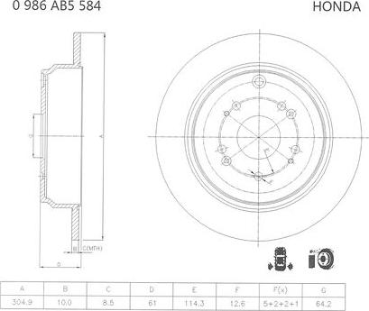 BOSCH 0 986 AB5 584 - Гальмівний диск autozip.com.ua