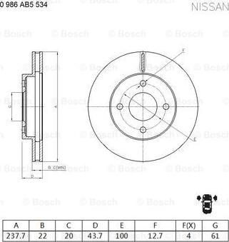 BOSCH 0 986 AB5 534 - Гальмівний диск autozip.com.ua