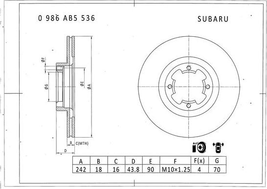 BOSCH 0 986 AB5 536 - Гальмівний диск autozip.com.ua