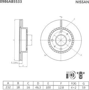 BOSCH 0 986 AB5 533 - Гальмівний диск autozip.com.ua