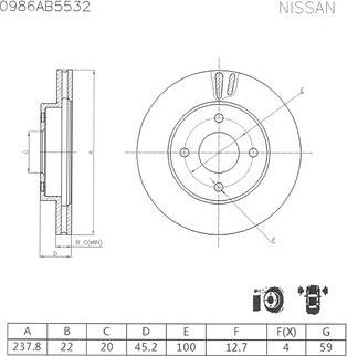 BOSCH 0 986 AB5 532 - Гальмівний диск autozip.com.ua