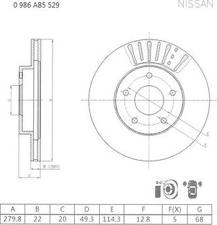 BOSCH 0 986 AB5 529 - Гальмівний диск autozip.com.ua