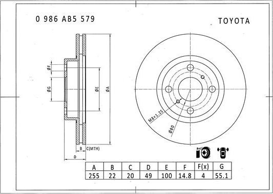 BOSCH 0 986 AB5 579 - Гальмівний диск autozip.com.ua