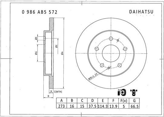 BOSCH 0 986 AB5 572 - Гальмівний диск autozip.com.ua