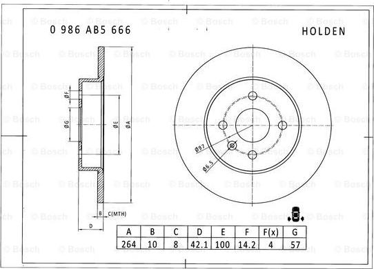 BOSCH 0 986 AB5 666 - Гальмівний диск autozip.com.ua