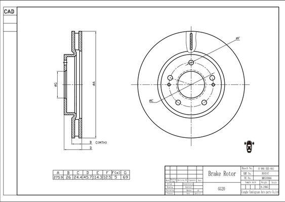 BOSCH 0 986 AB5 661 - Гальмівний диск autozip.com.ua