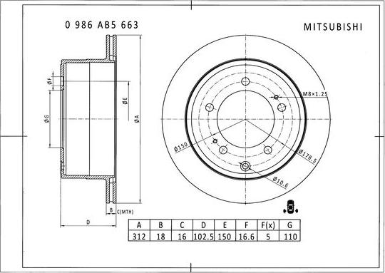 BOSCH 0 986 AB5 663 - Гальмівний диск autozip.com.ua