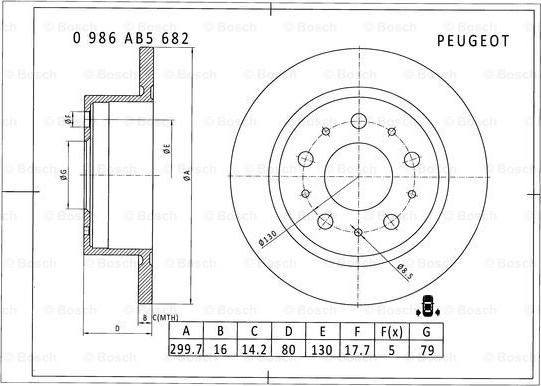 BOSCH 0 986 AB5 682 - Гальмівний диск autozip.com.ua