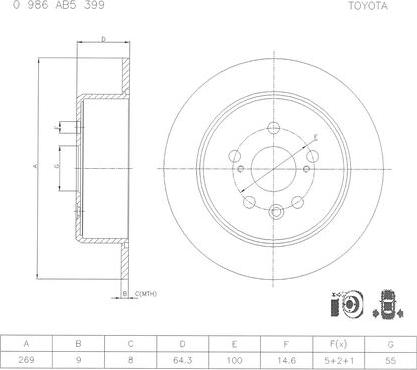 BOSCH 0 986 AB5 399 - Гальмівний диск autozip.com.ua