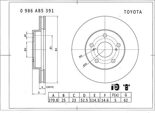 BOSCH 0 986 AB5 391 - Гальмівний диск autozip.com.ua