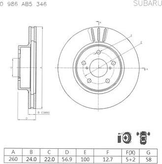 BOSCH 0 986 AB5 346 - Гальмівний диск autozip.com.ua