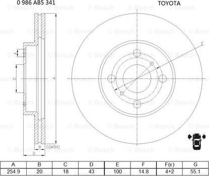 BOSCH 0 986 AB5 341 - Гальмівний диск autozip.com.ua