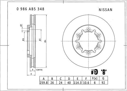 BOSCH 0 986 AB5 348 - Гальмівний диск autozip.com.ua