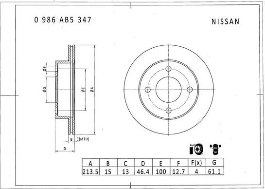 BOSCH 0 986 AB5 347 - Гальмівний диск autozip.com.ua