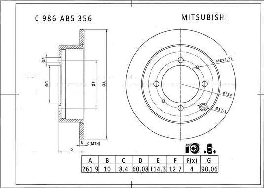 BOSCH 0 986 AB5 356 - Гальмівний диск autozip.com.ua