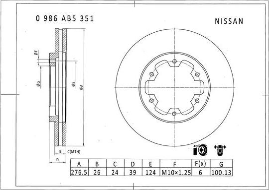 BOSCH 0 986 AB5 351 - Гальмівний диск autozip.com.ua