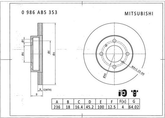 BOSCH 0 986 AB5 353 - Гальмівний диск autozip.com.ua